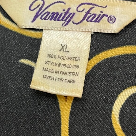 Vintage Vanity Fair Nightgown Womens XL Black and Gold Button Front 90s - Picture 4 of 9